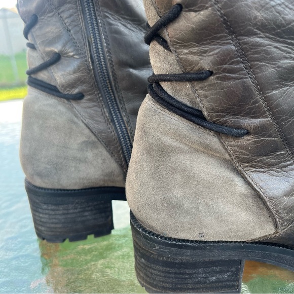 Steve Madden Navaa Dark Grey Calf Lace Up Side Zip Tall Boots - Picture 7 of 15